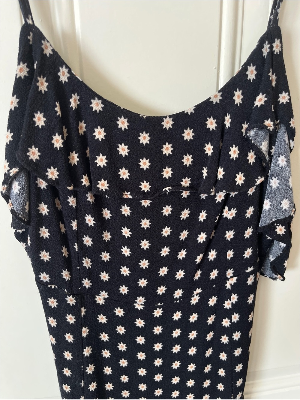 Free People Black Floral Mini Dress with Cream Daisy Print - Picture 6 of 6